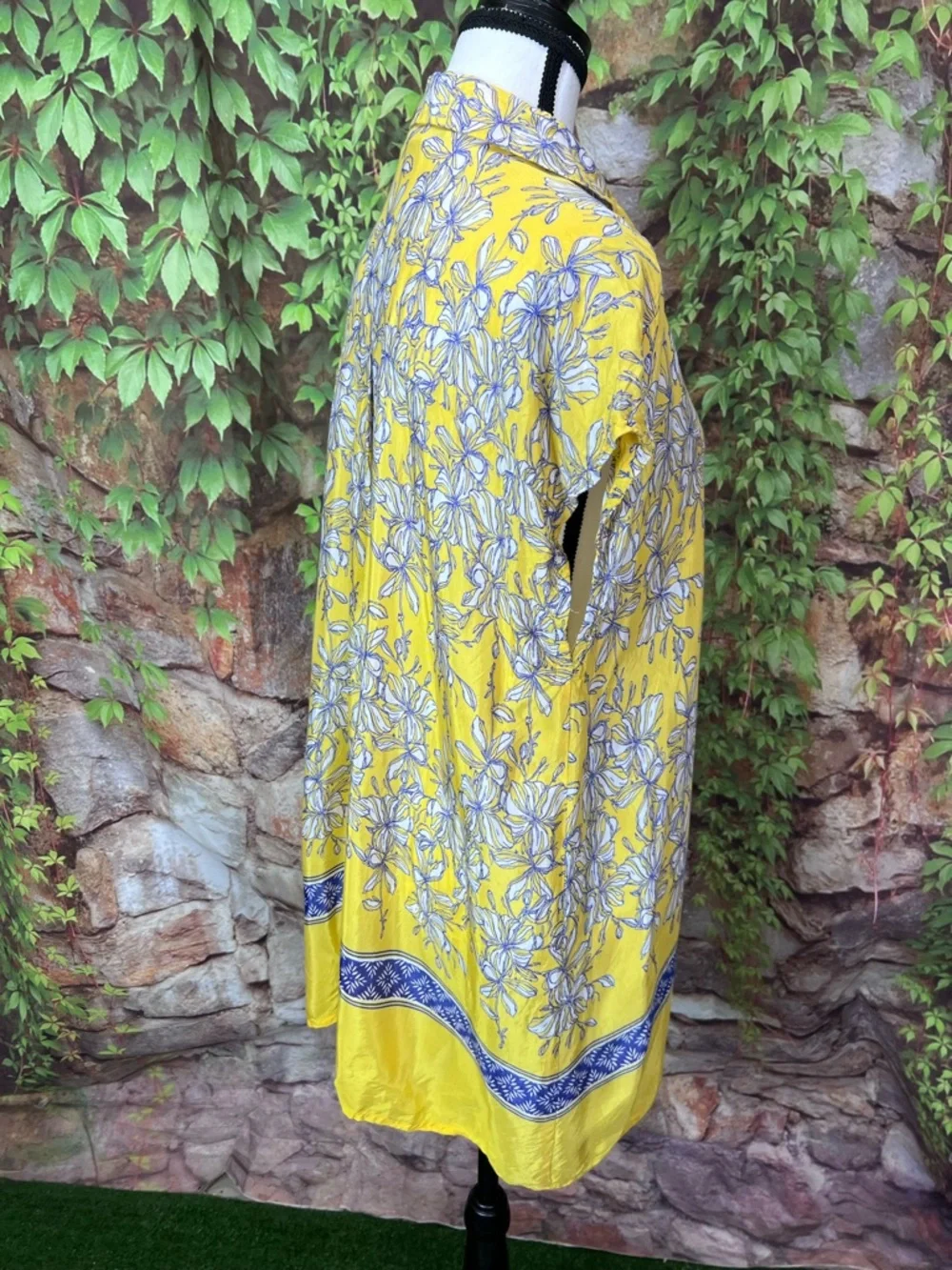 MASAI Scandi Girl Resortwear Yellow and Blue Floral Button Front Mini Dress, M - Picture 7 of 10